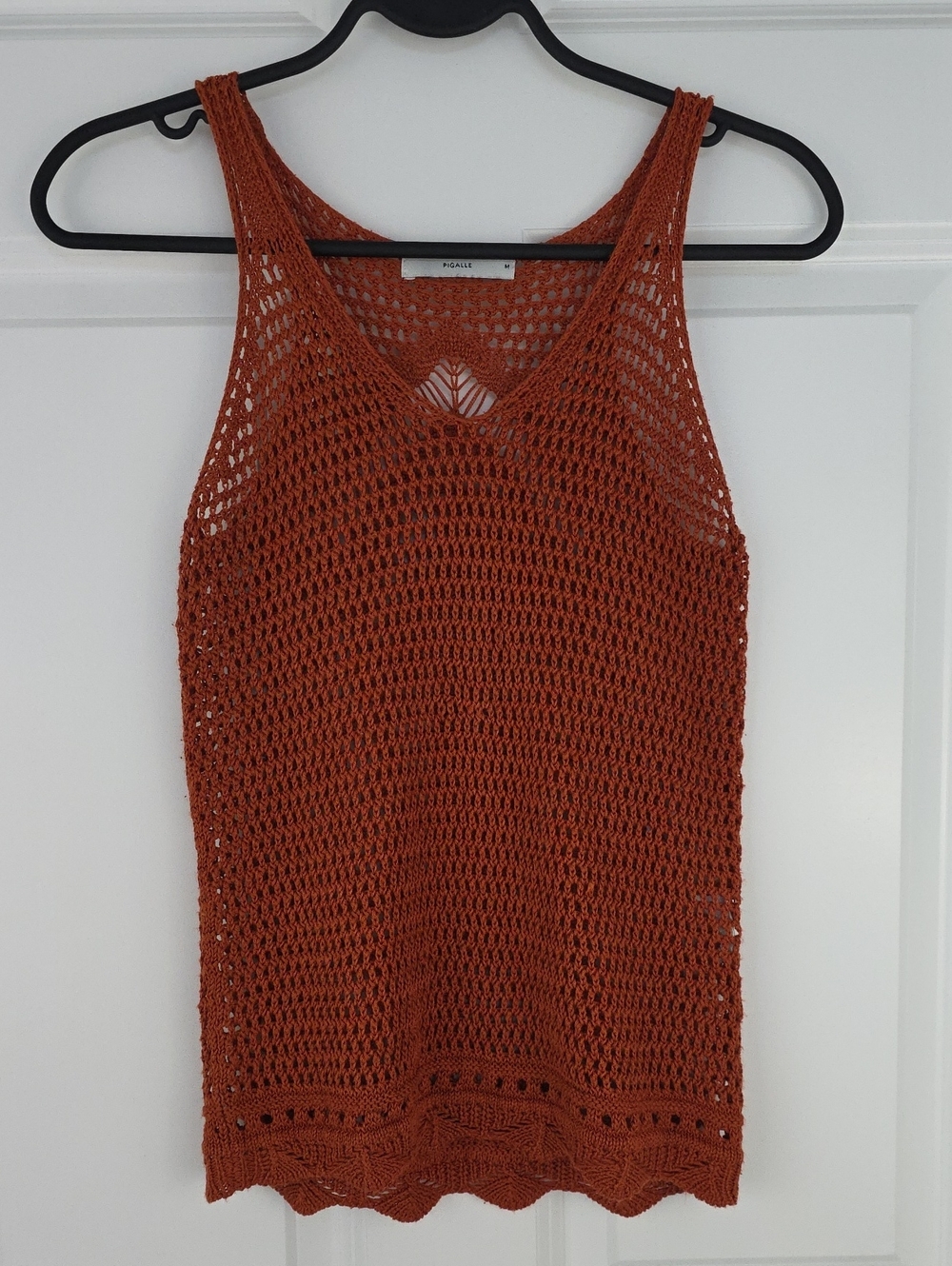 Pigalle Burnt Orange Boho Festival Crocheted Knit Tanktop Size Medium